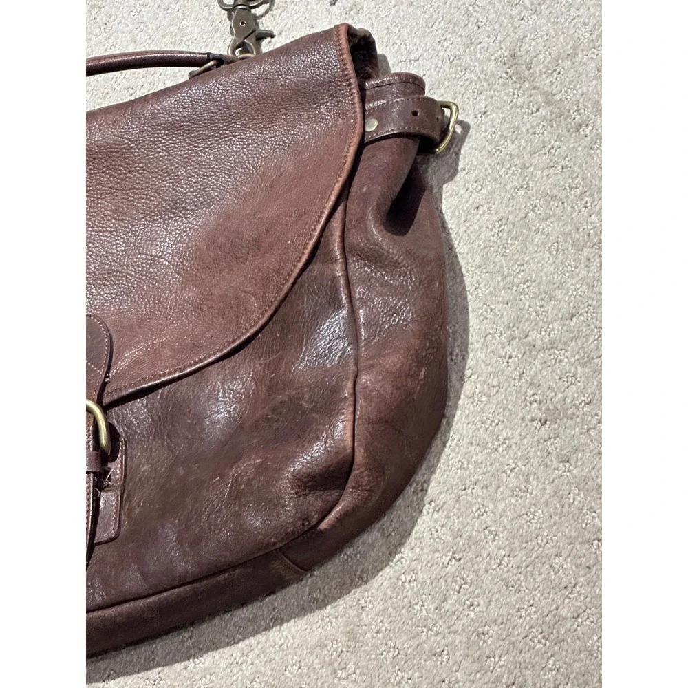 GAP Mens Brown Pebbled Leather Messenger Bag Satchel Laptop Crossbody Vintage